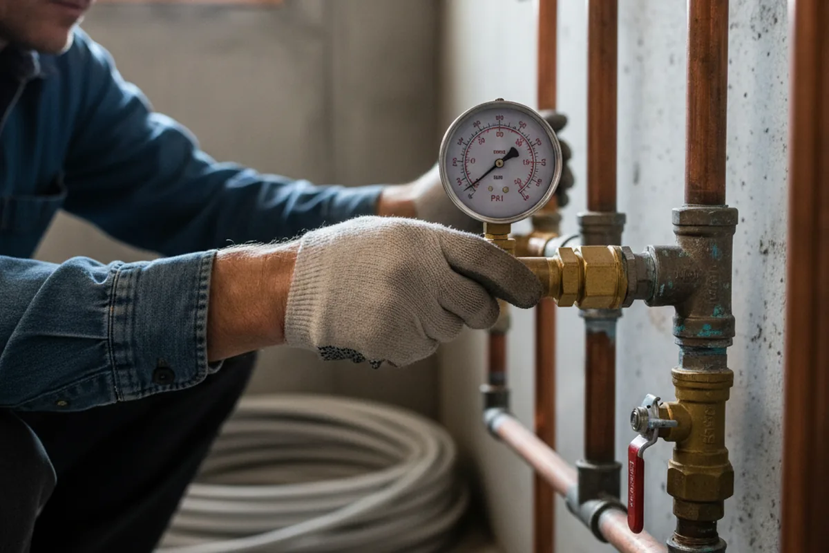 Pressure testing a repaired line during Water Line Repair in Westfield